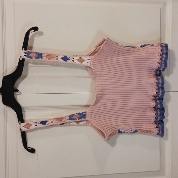 American Eagle granny square crocheted sweater tank - L - Picture 5 of 7